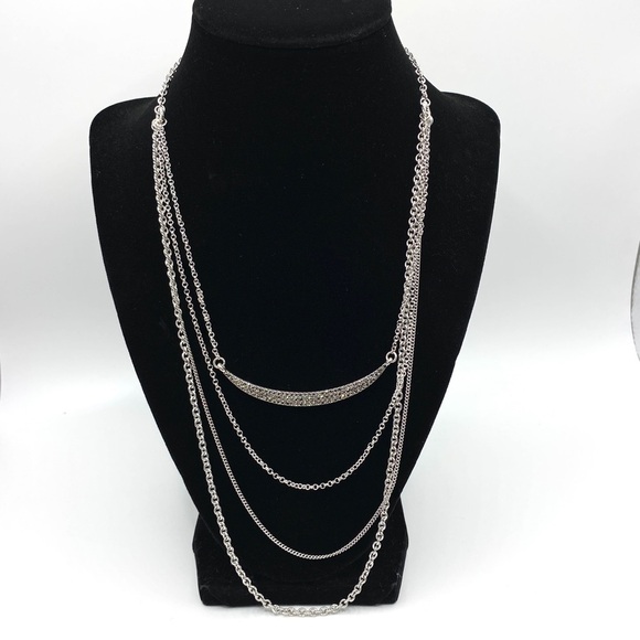Necklace Bundle of Six Silver Tone Black + Bracelet - Picture 12 of 12